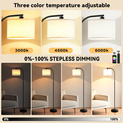 KQW floor lamp fabric shade softens light for comfortable evenings.