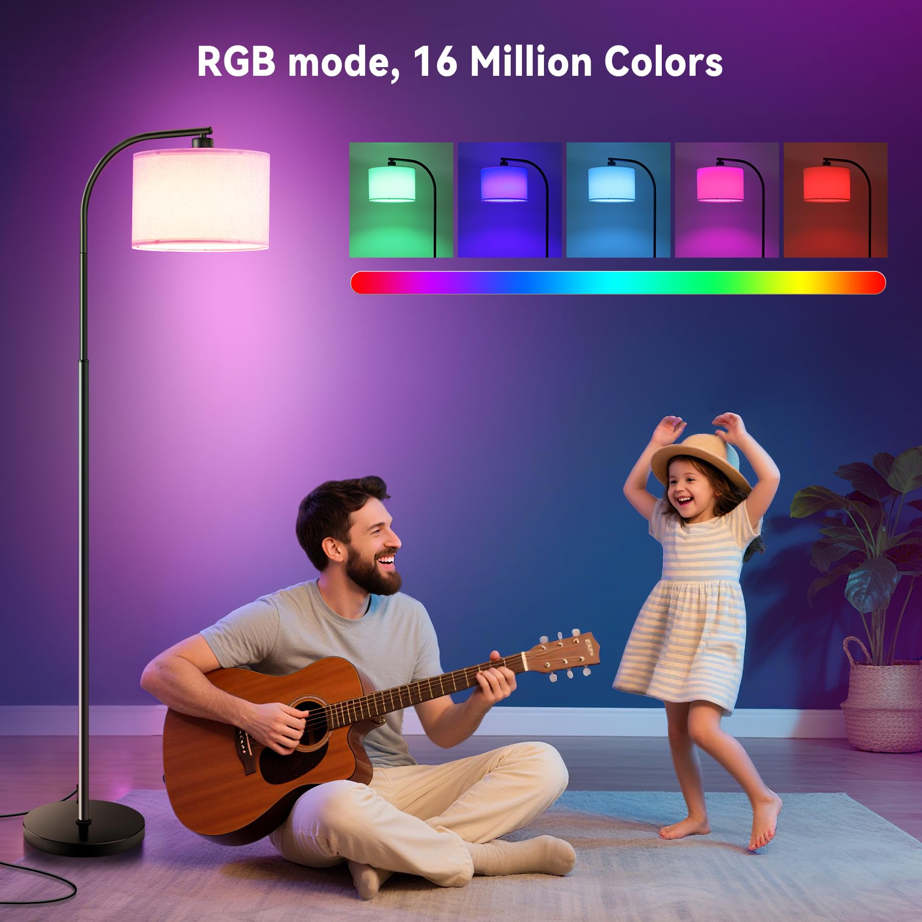 KQW floor lamp remote control enables quick dimming without getting up.