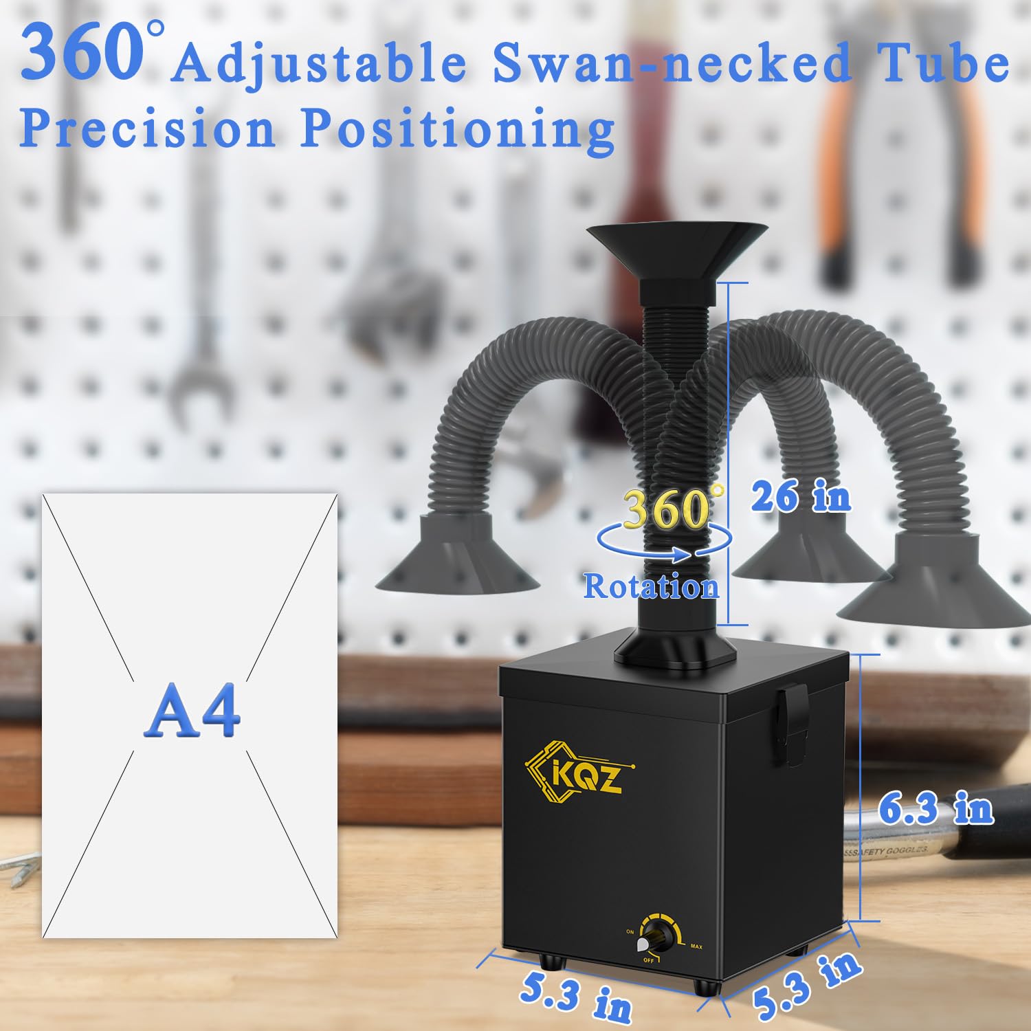 KQZ B1 66mm swan-neck hose connection for flexible positioning.