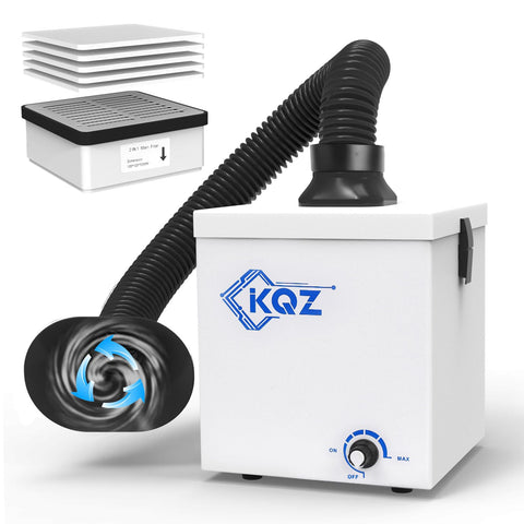 KQZ W1 front view shows compact purifier with strong suction for clean workbenches.