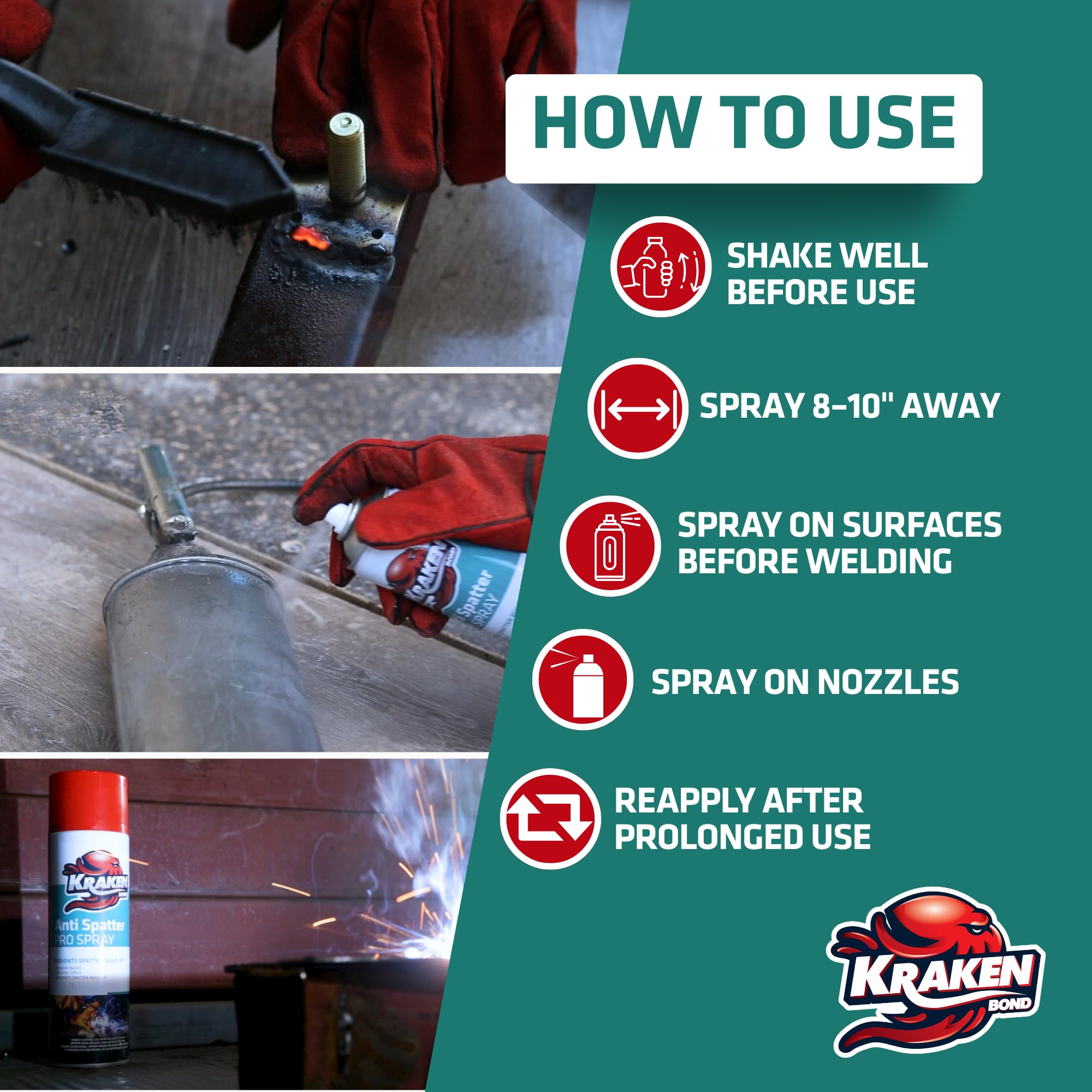 Kraken Bond keeps nozzles and base metals clean, reducing post-weld cleanup.