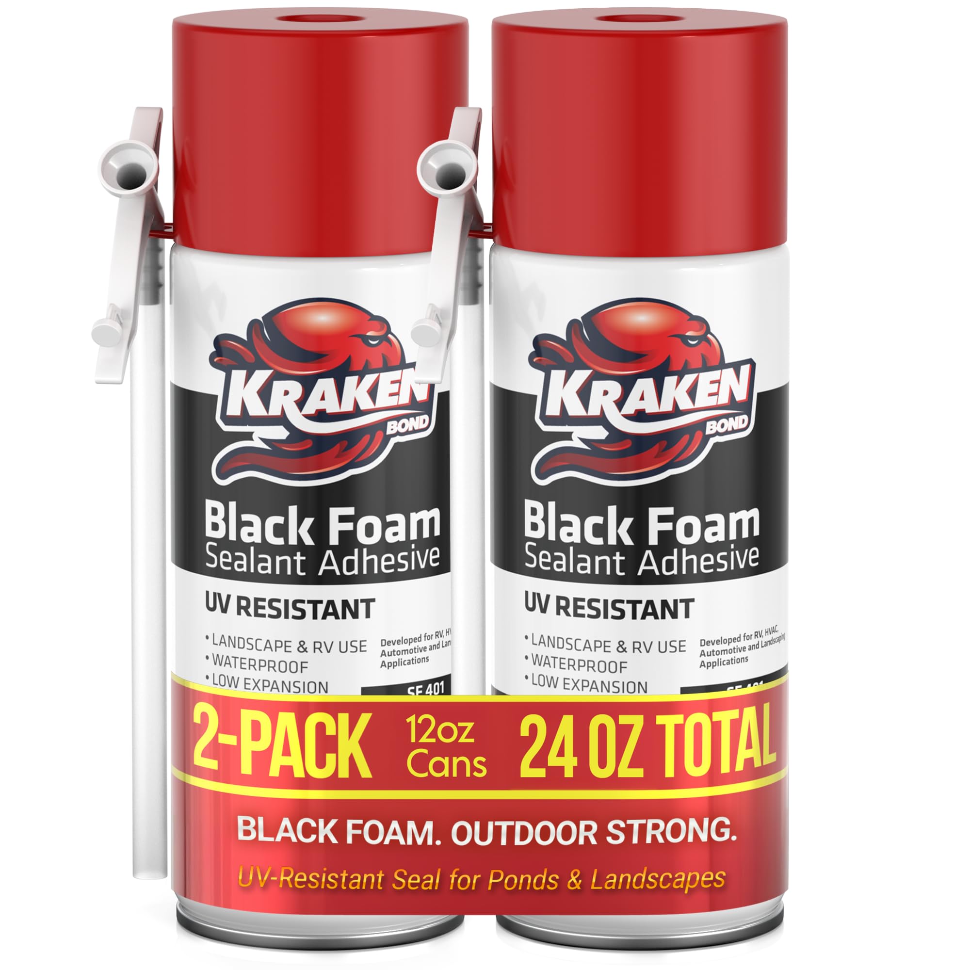 Kraken Bond Black Foam sealant on a waterfall feature for discreet, durable sealing.