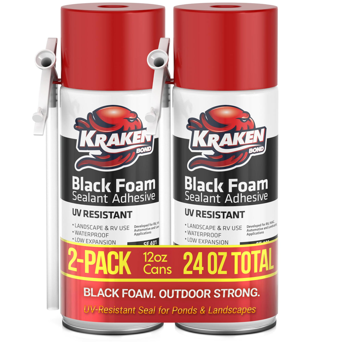 Kraken Bond Black Foam sealant on a waterfall feature for discreet, durable sealing.