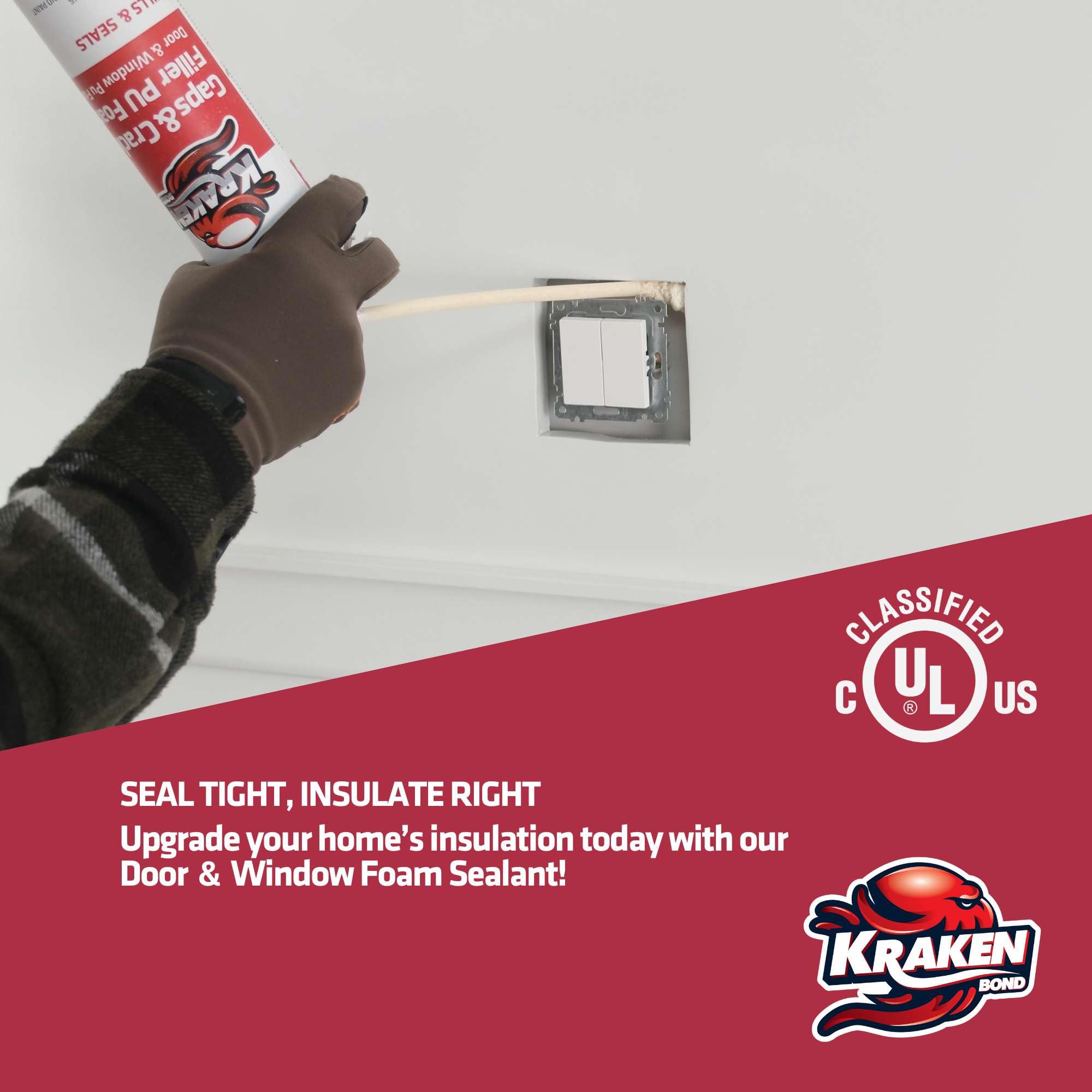 Kraken Bond cured foam demonstrates durable insulation around openings.