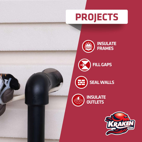 Kraken Bond foam expansion fills cavities and gaps during application.