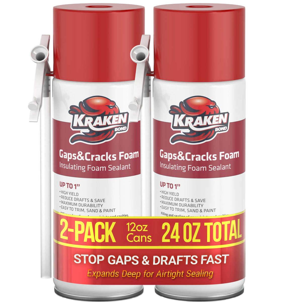 Kraken Bond gap-crack expanding foam spray can for high-yield sealing.