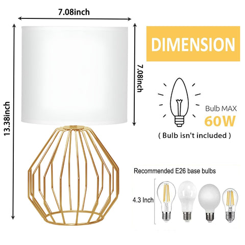 KRASTY small gold table lamp with hollow metal base for modern living spaces
