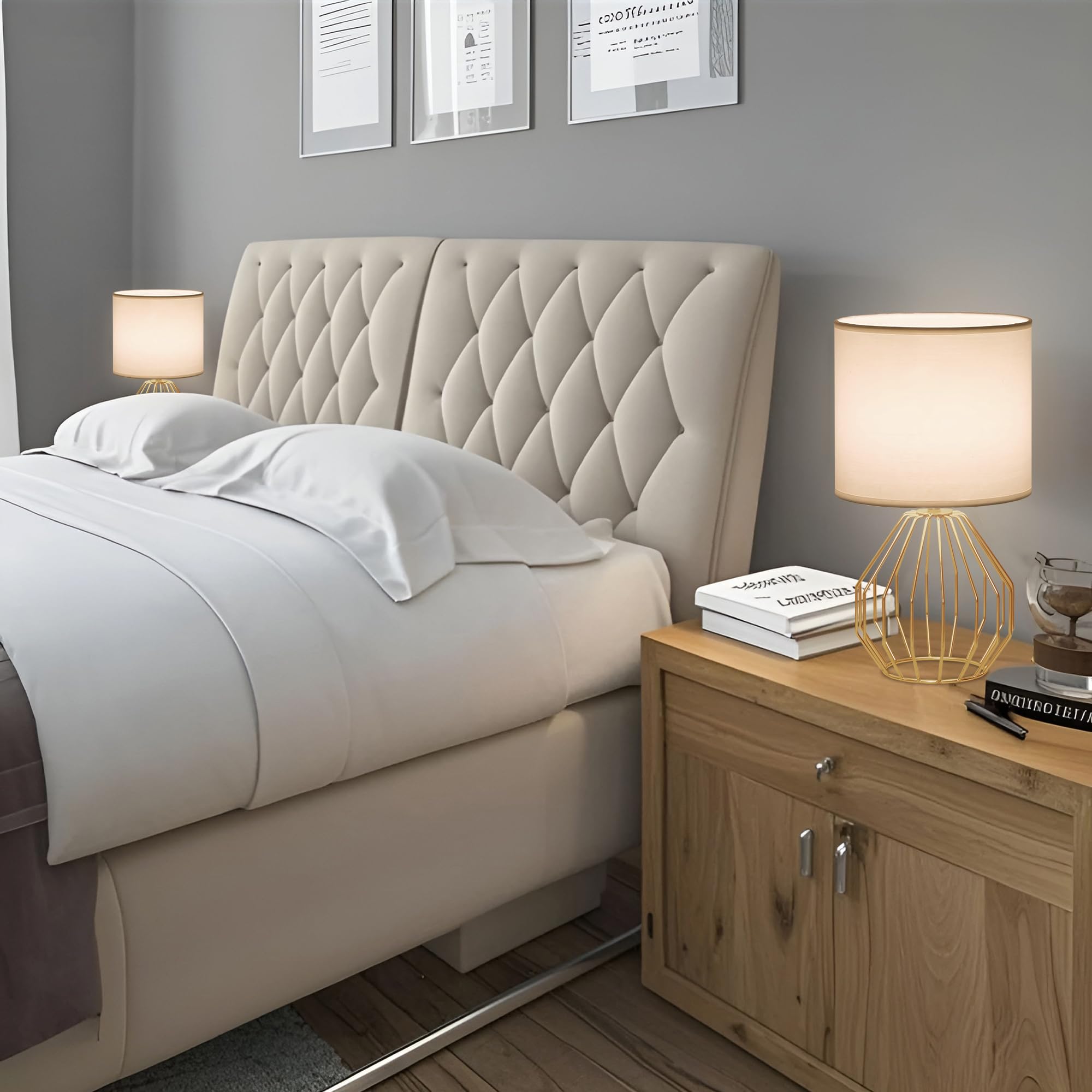 KRASTY small gold table lamp enhances living room ambience with soft light