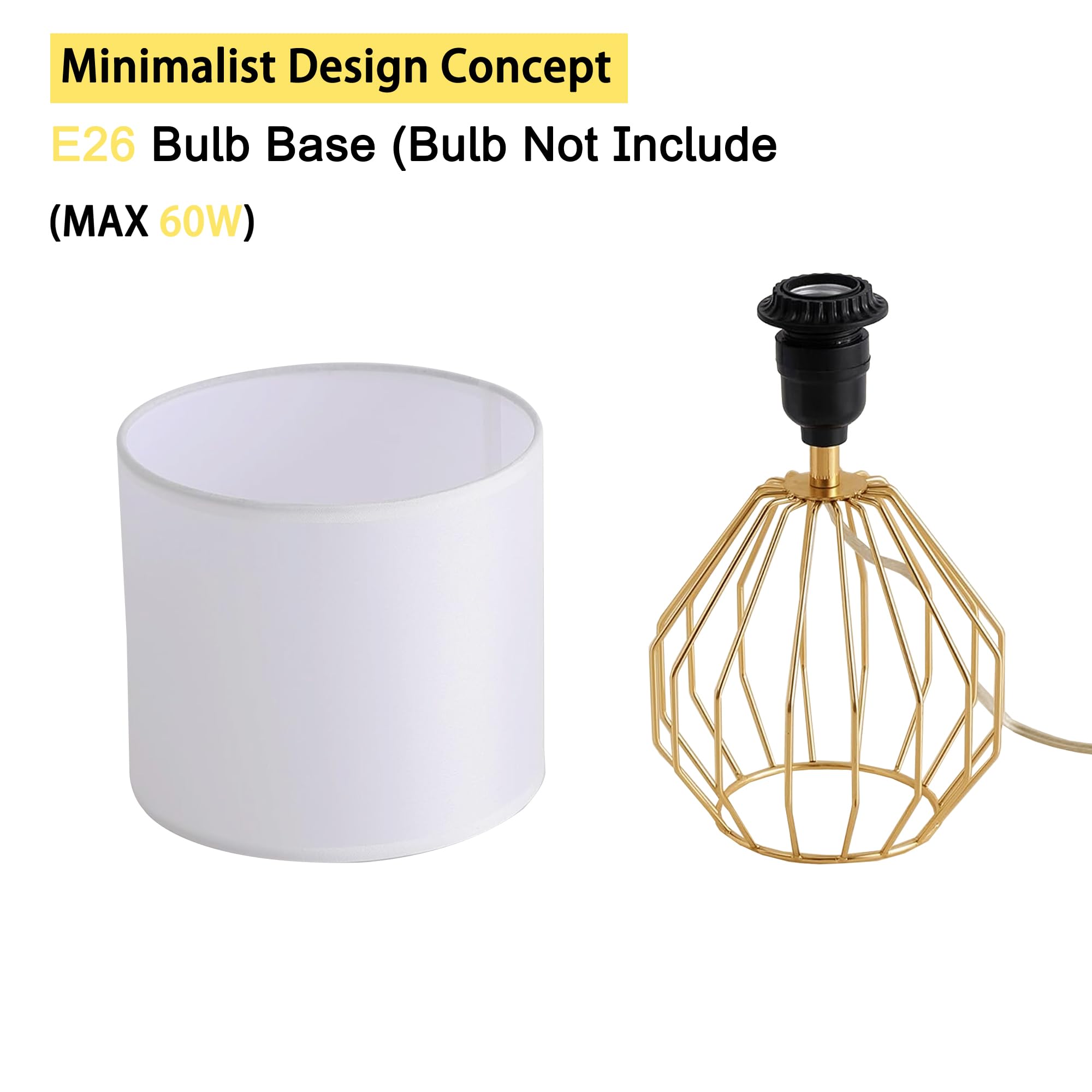 KRASTY small gold table lamp on a nightstand emits a warm bedside glow