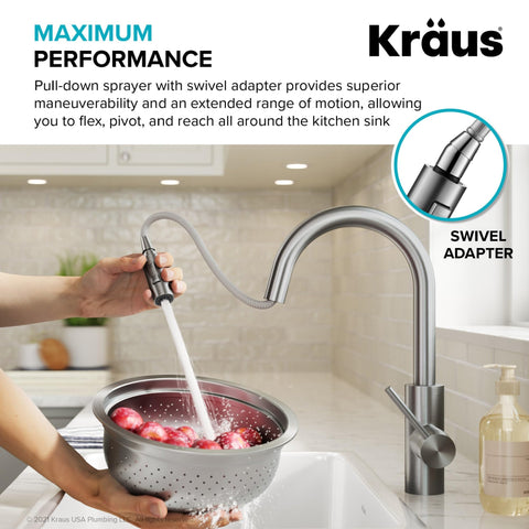 Kraus Oletto dual-function spray for aerated or powerful flow.