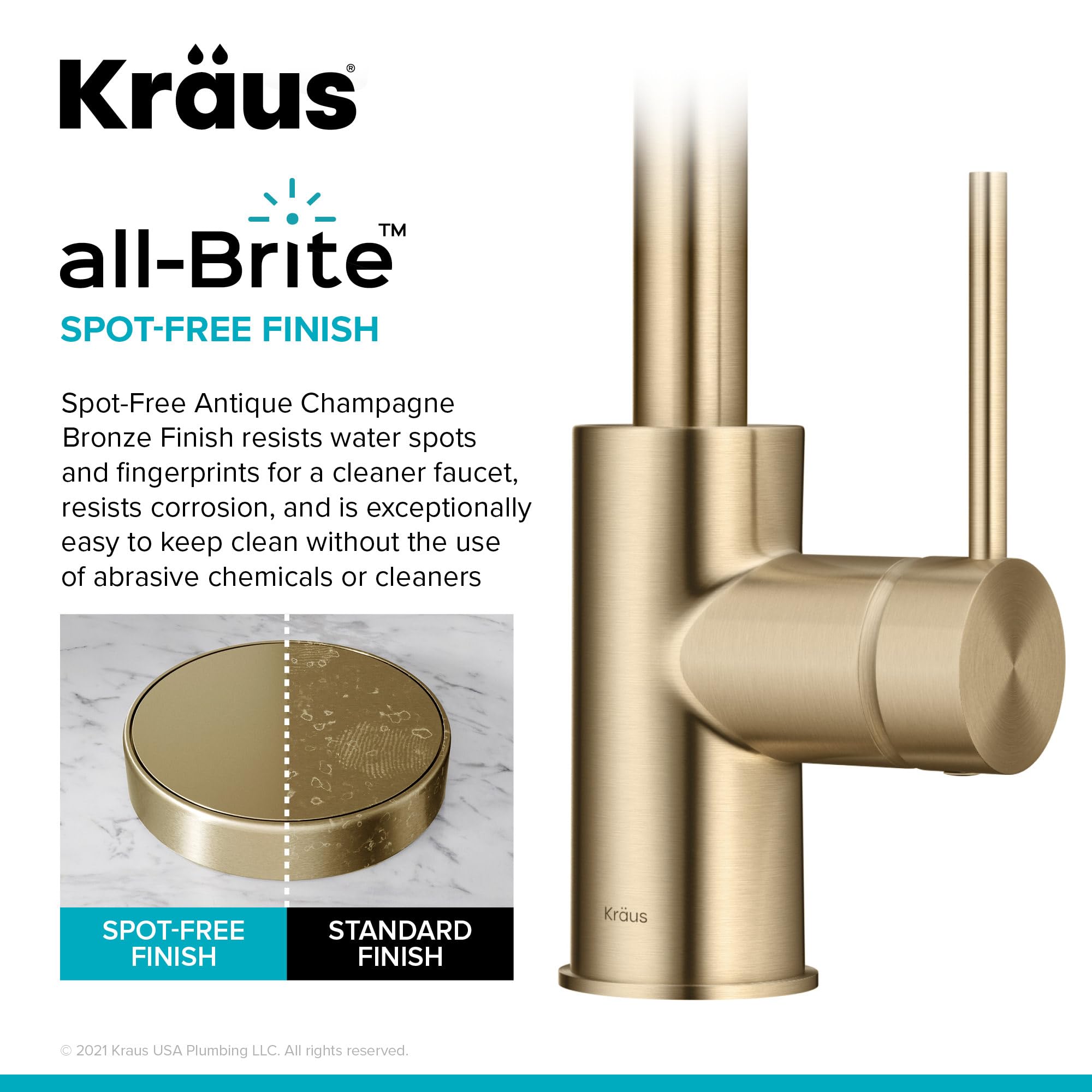Kraus Oletto one-hole installation fits most bar and kitchen sinks.