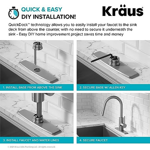 Kraus Oletto quickconnect fittings simplify setup.