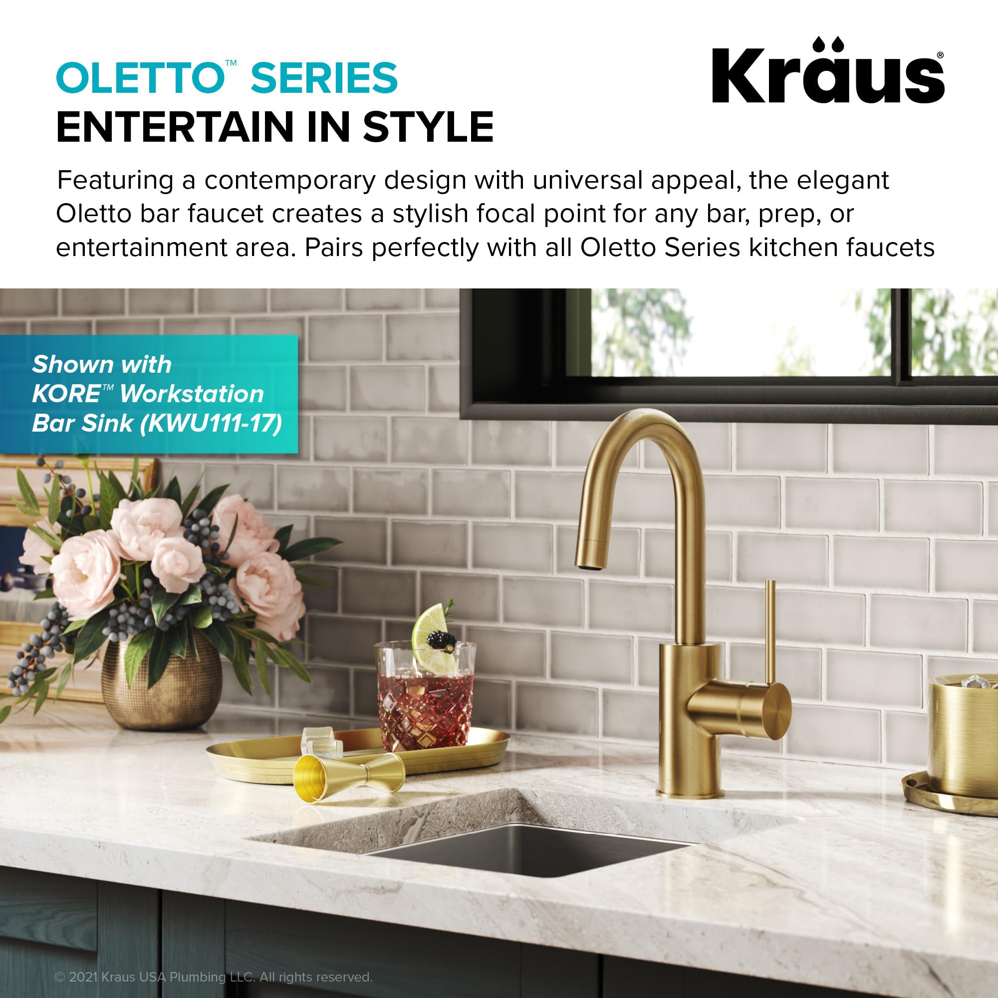Kraus Oletto QuickDock installation lets you mount above the counter efficiently.