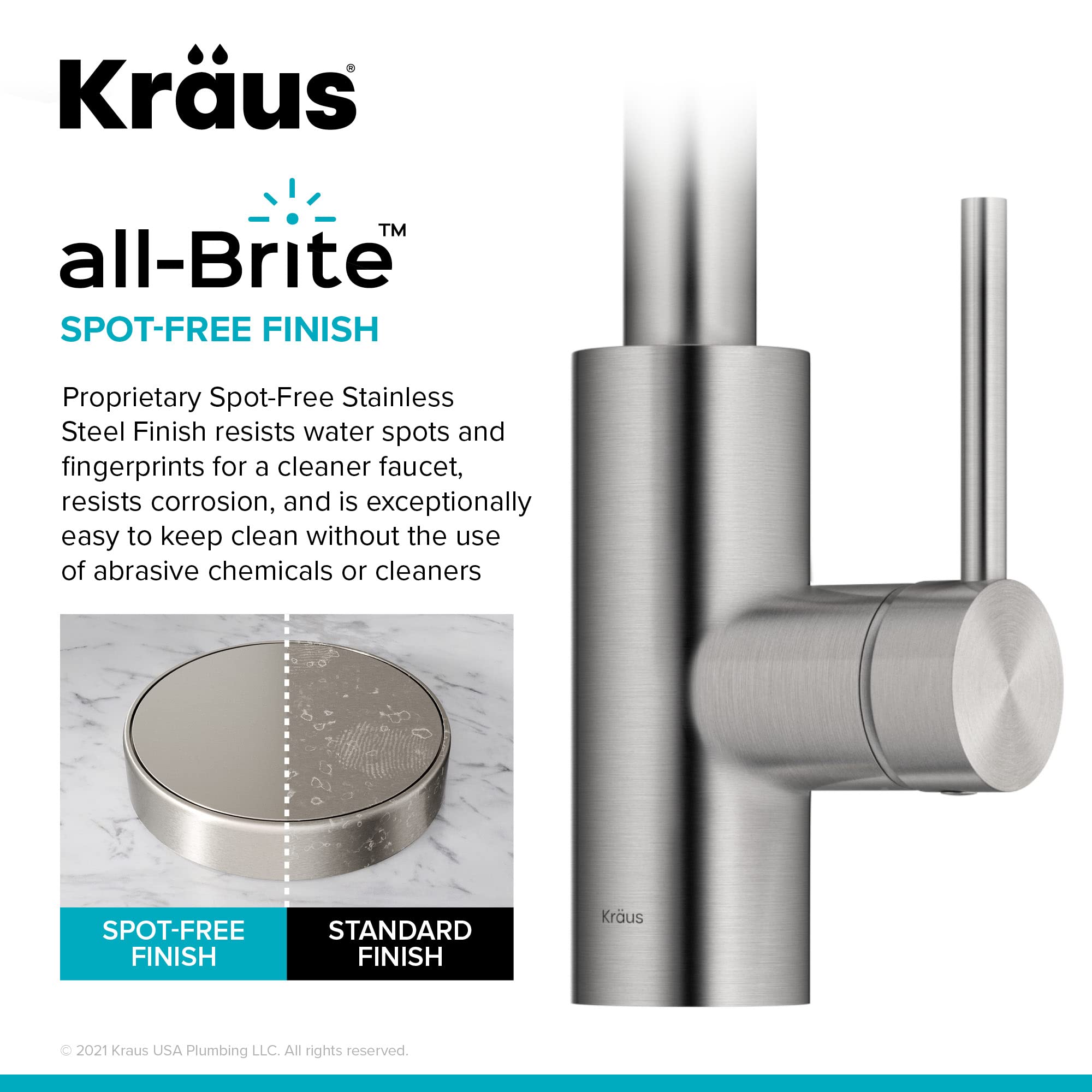 Kraus Oletto soft-nozzle cleaning feature reduces mineral buildup