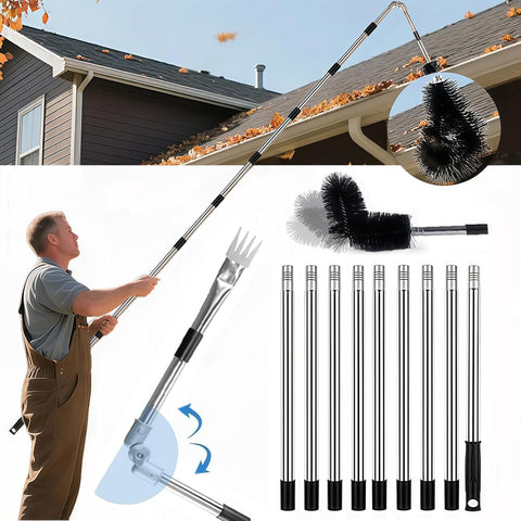 Krbnk 13ft gutter cleaner with 180-degree pivot head for ground-based cleaning