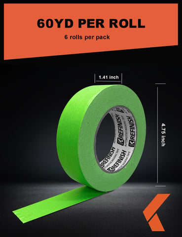 KREFINISH green tape in use on curved car panel for sharp lines