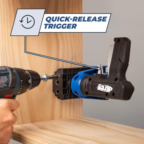 Hardened drill guides deliver accurate pocket holes over many projects.
