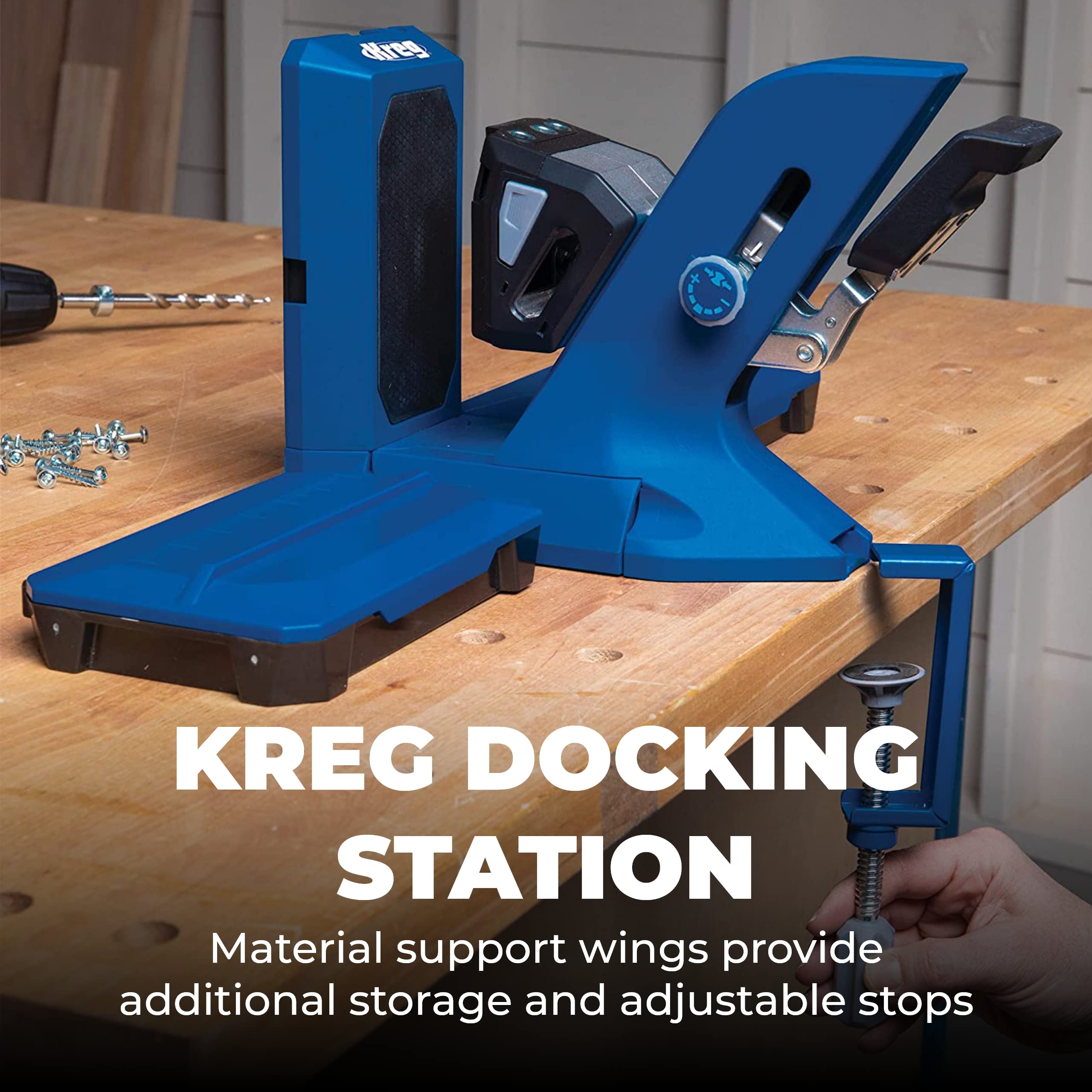 Kreg 720PRO drill guide close-up emphasizes accurate hole spacing.