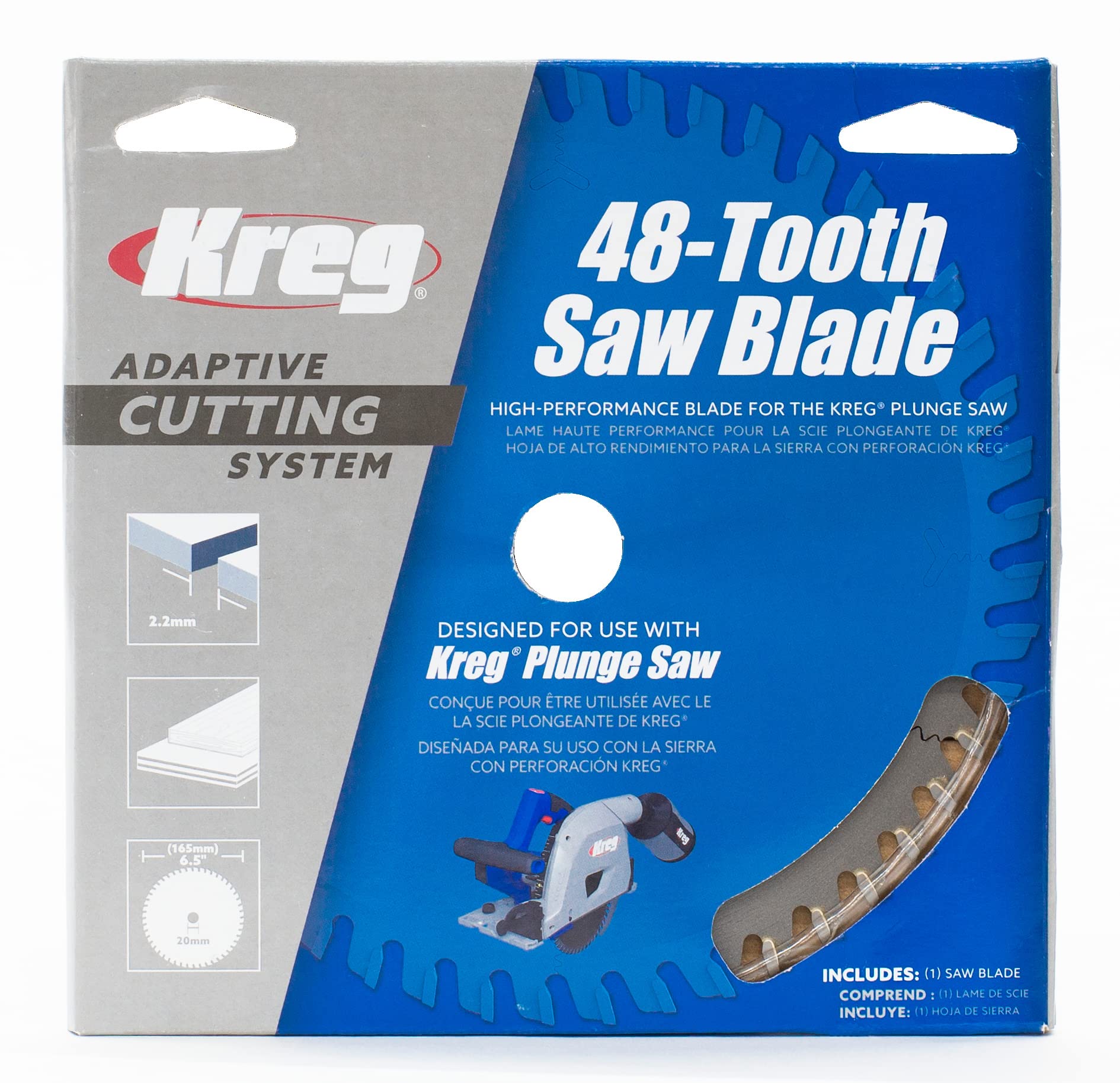 Kreg ACS705 blade anti-vibration slots highlight quieter, steadier cuts