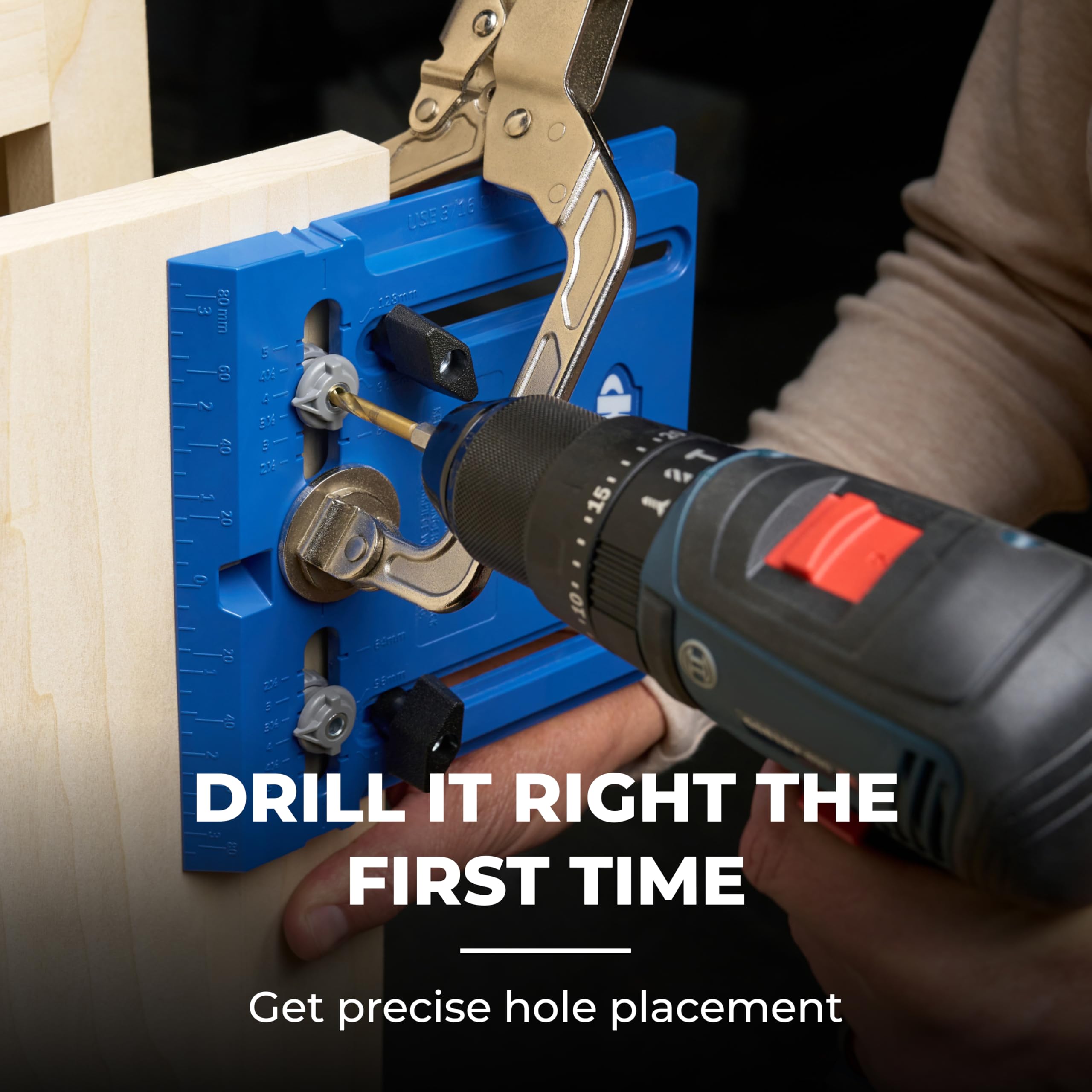 Kreg cabinet hardware jig straight hole alignment delivers consistent hardware placement.