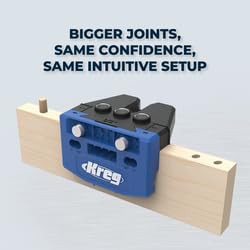 Kreg dowel jig alignment pin ensuring quick, straight setup.