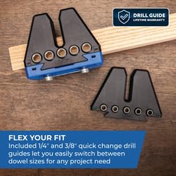 Kreg Dowel Jig Kit alignment pin guiding dowel placement.