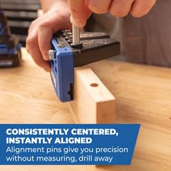 Kreg Dowel Jig Kit on a benchtop for easy use in a workshop.