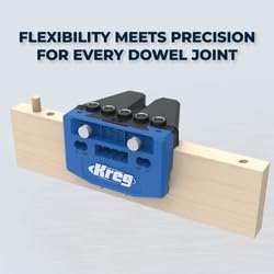 Kreg Dowel Jig Kit centering pin ensuring straight holes.