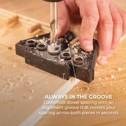Kreg Dowel Jig Kit showing durable hardened steel guides during use.