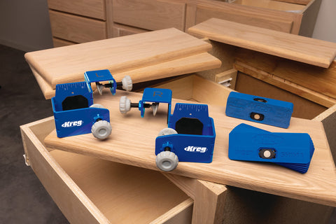 Kreg spacers stack magnetically for reliable gaps across drawer front reveals