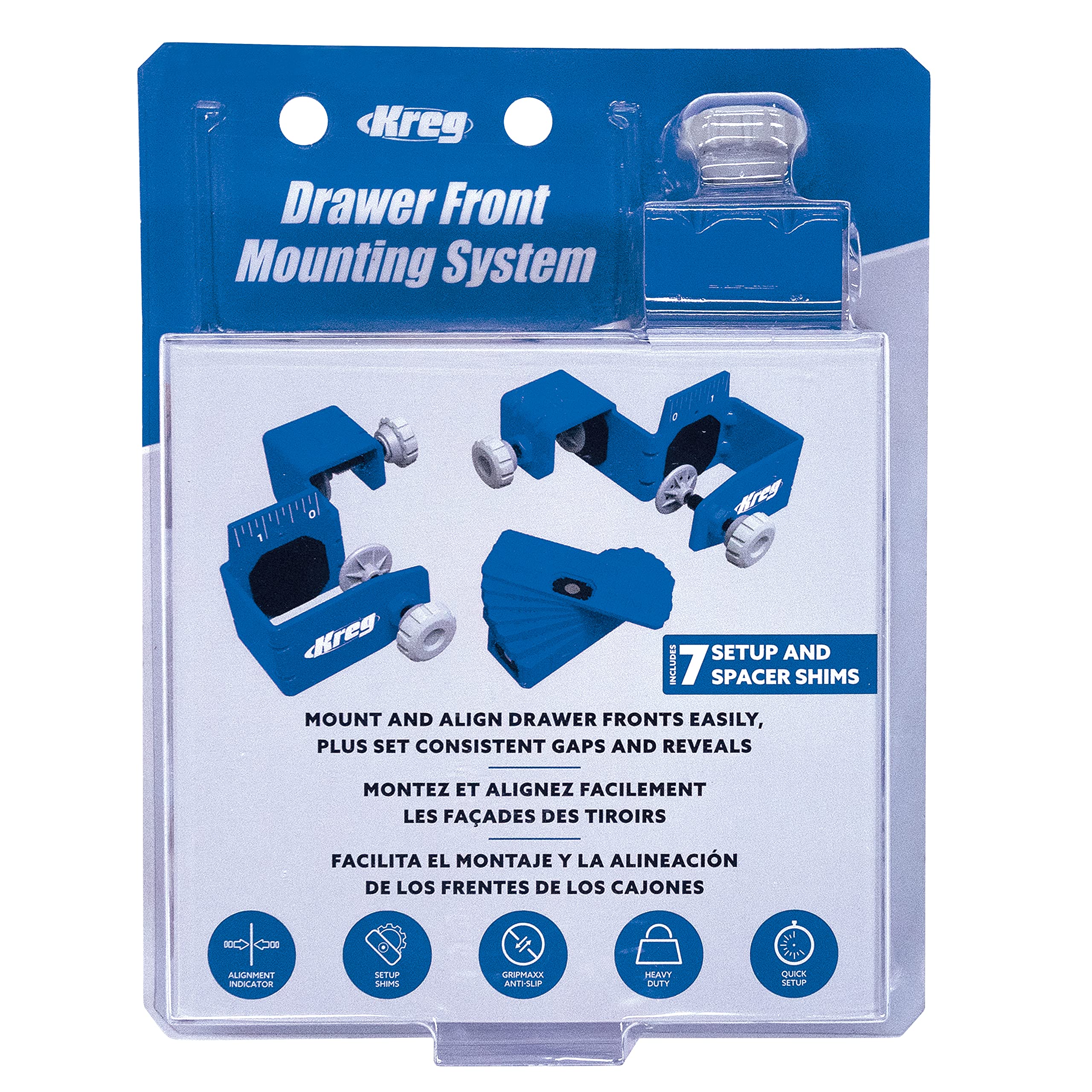 Kreg Drawer Front Mounting Pro Kit right tool helps steady alignment during installation