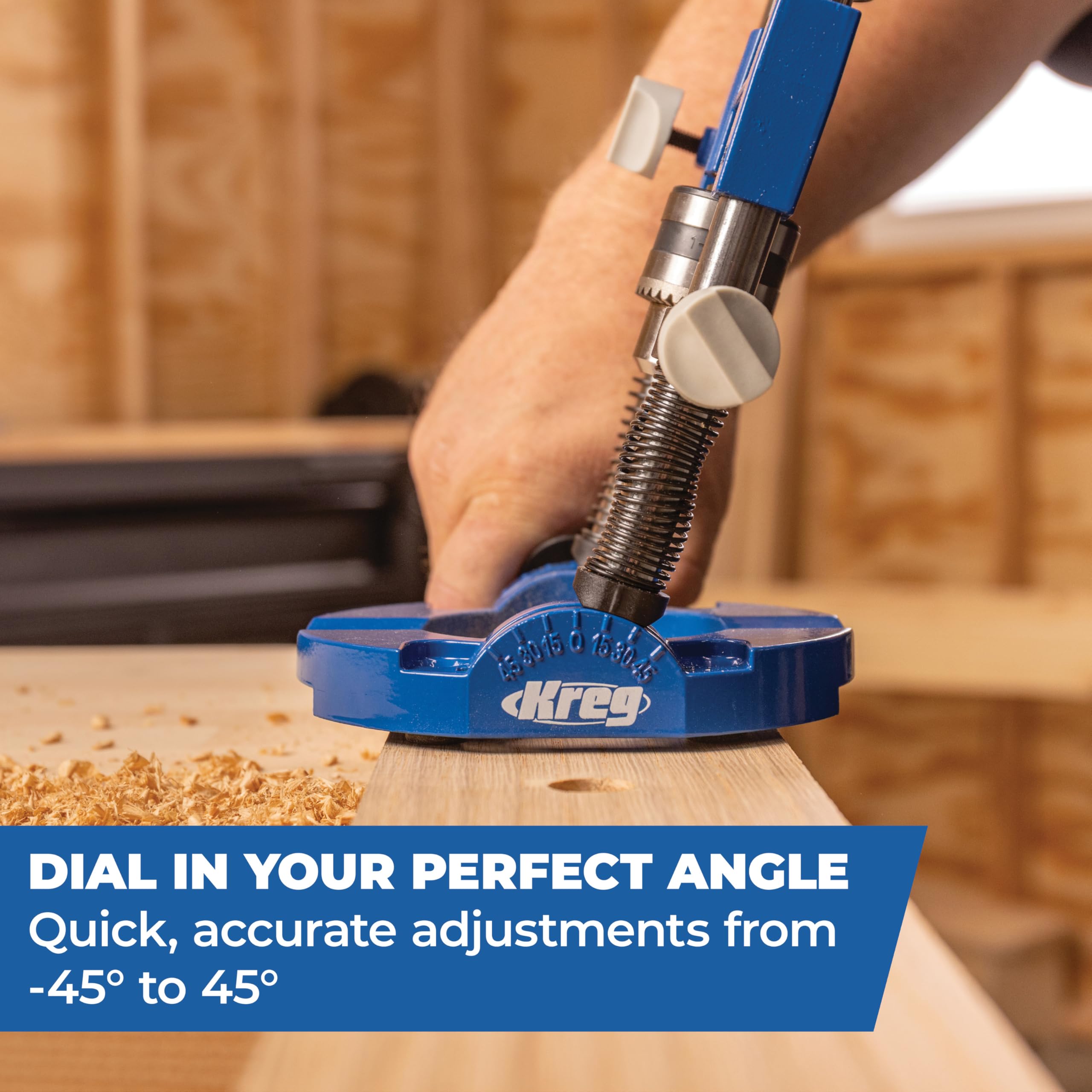Kreg Drill Guide Pro built-in dust collection keeps the workspace clean