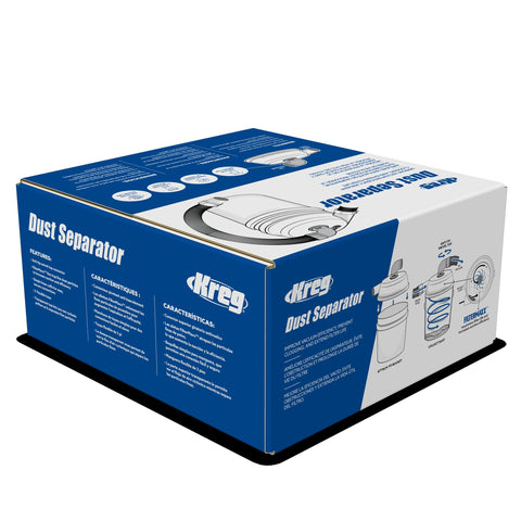 Kreg Dust Separator 5-gallon bucket compatibility enables flexible workshop setups.