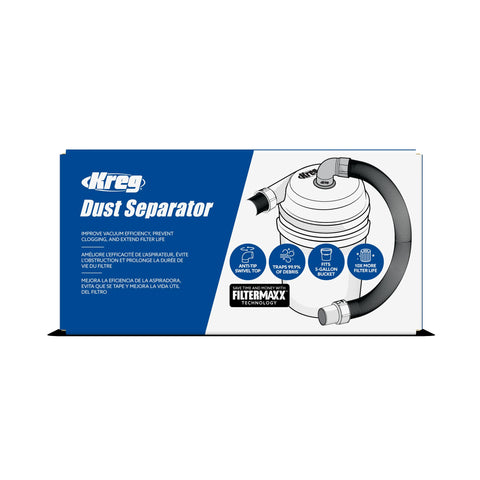 Kreg Dust Separator hose connection shows simple, secure connections for fast cleanup.