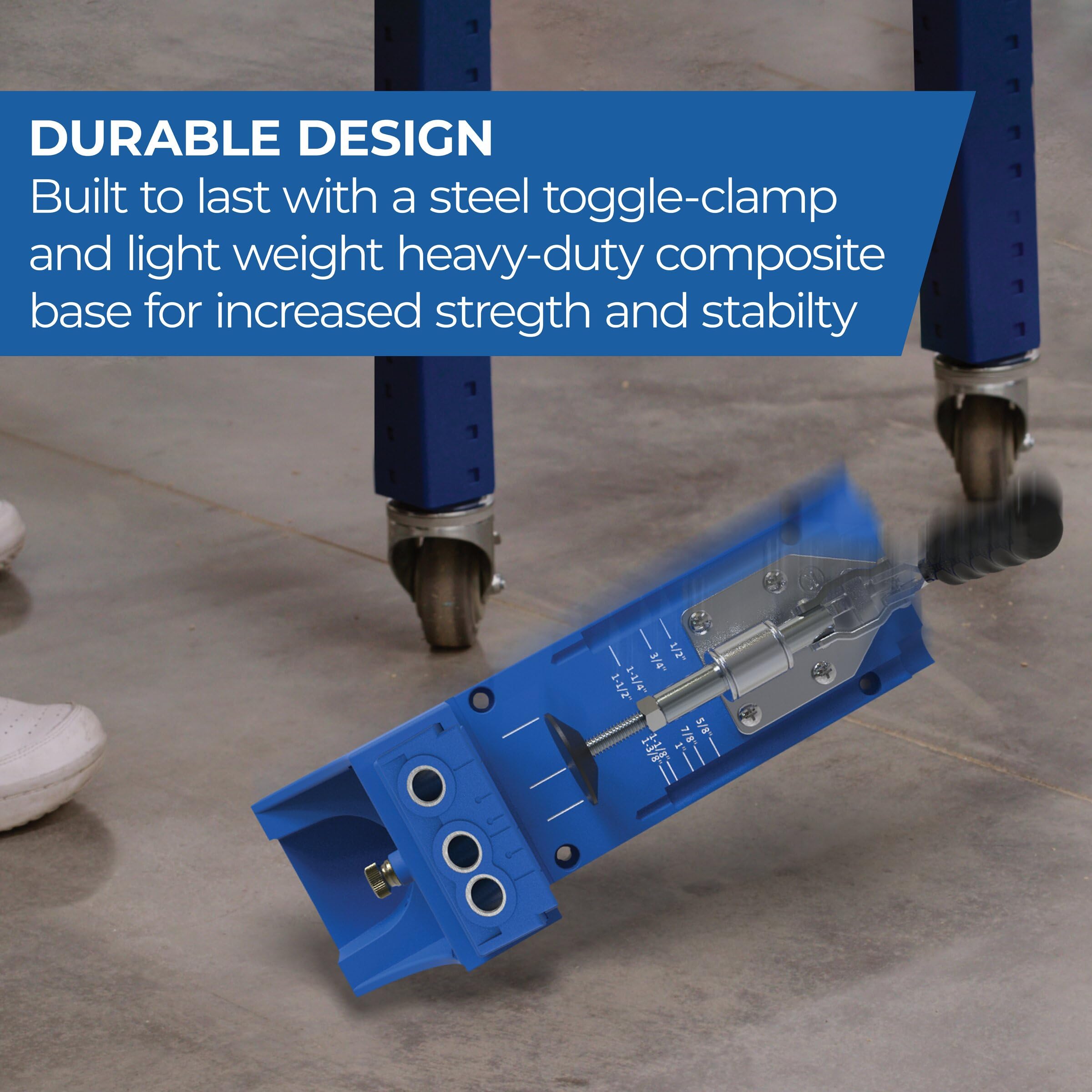 Kreg K4 adjustable knob for easy setup across material ranges.