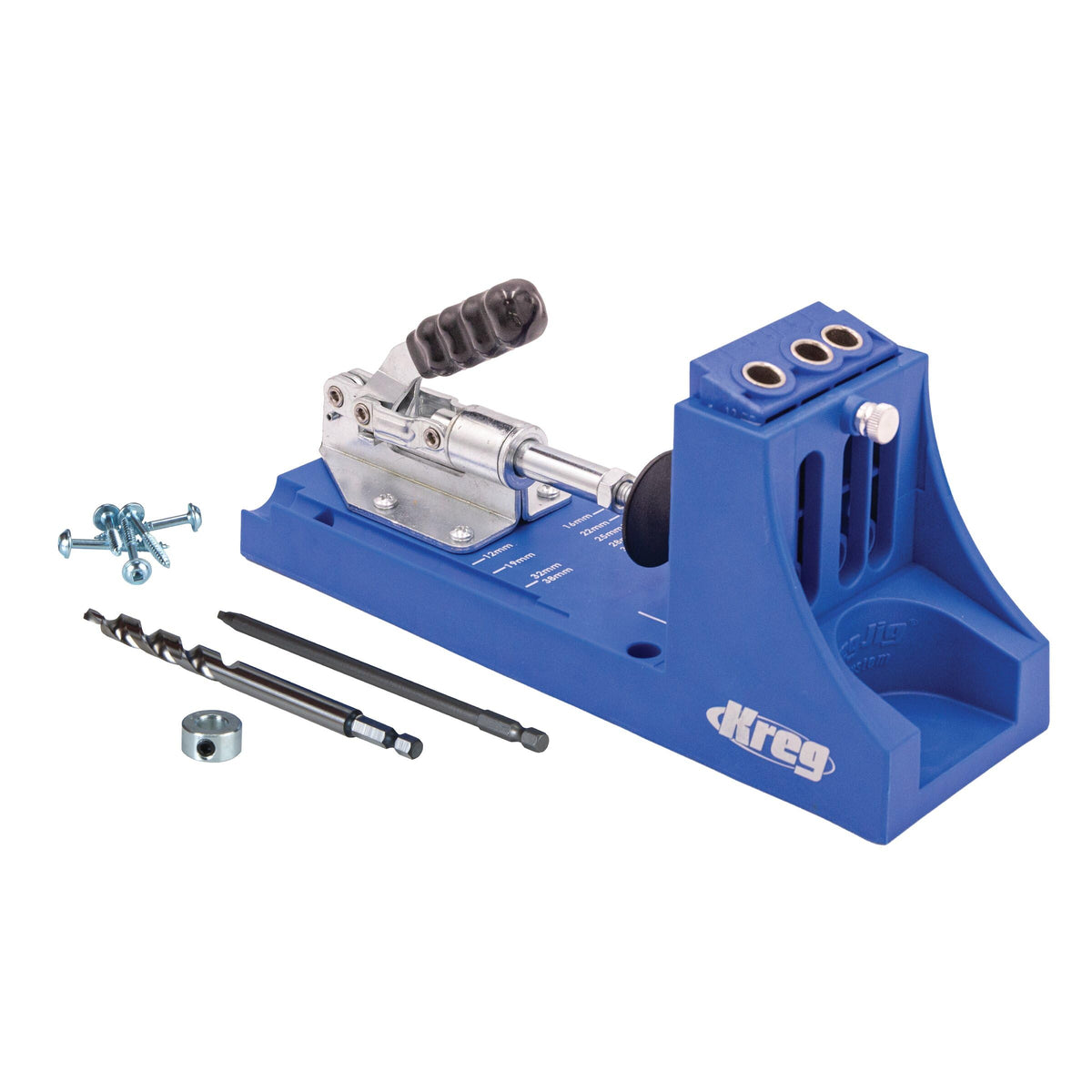Kreg K4 pocket hole jig main view demonstrates versatile tool for precise joints.