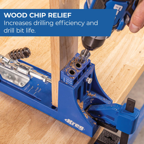 Kreg K4 pocket hole jig material range supports 1/2-in to 1-1/2-in stock.