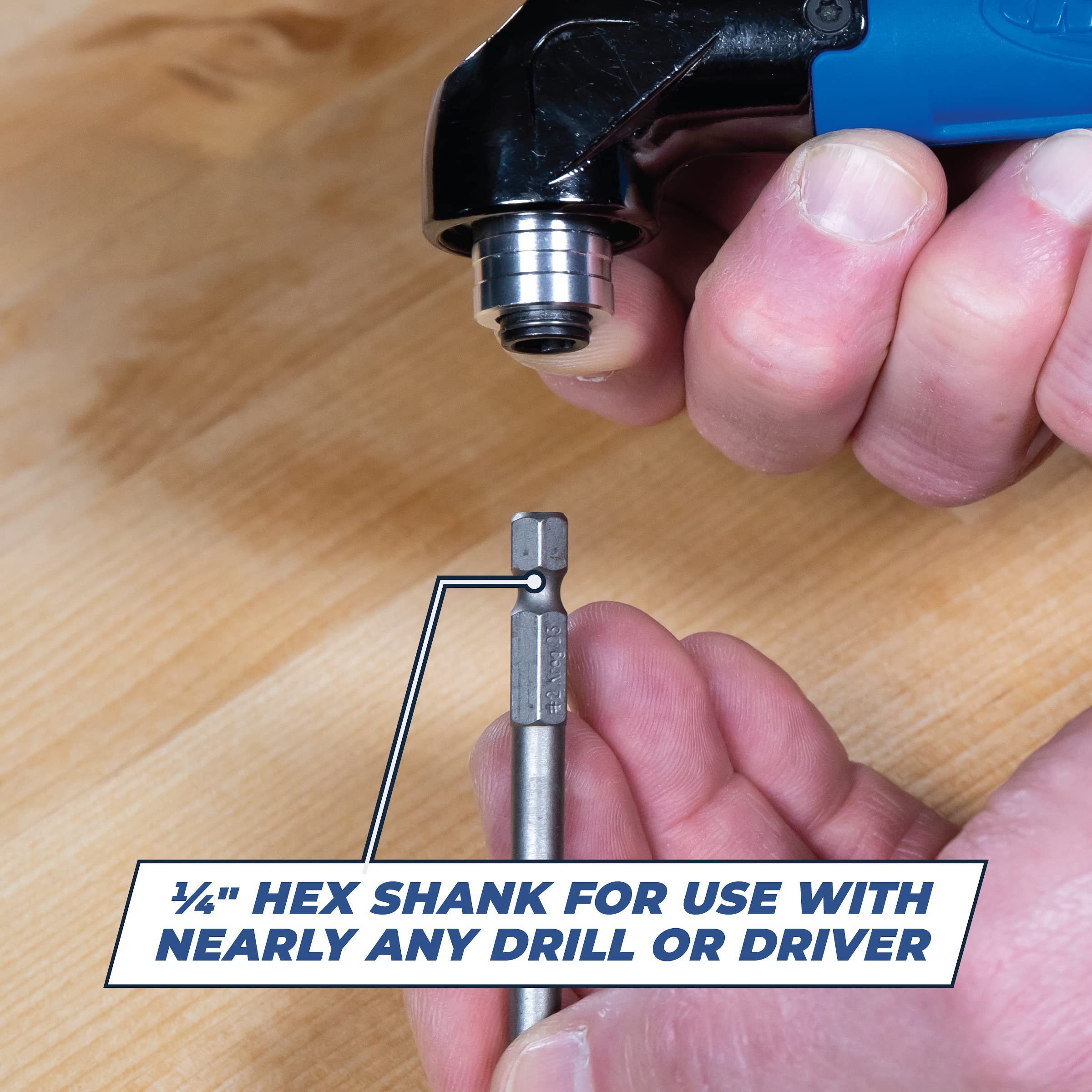 Kreg compact attachment enables one-handed screw driving in tight spaces.
