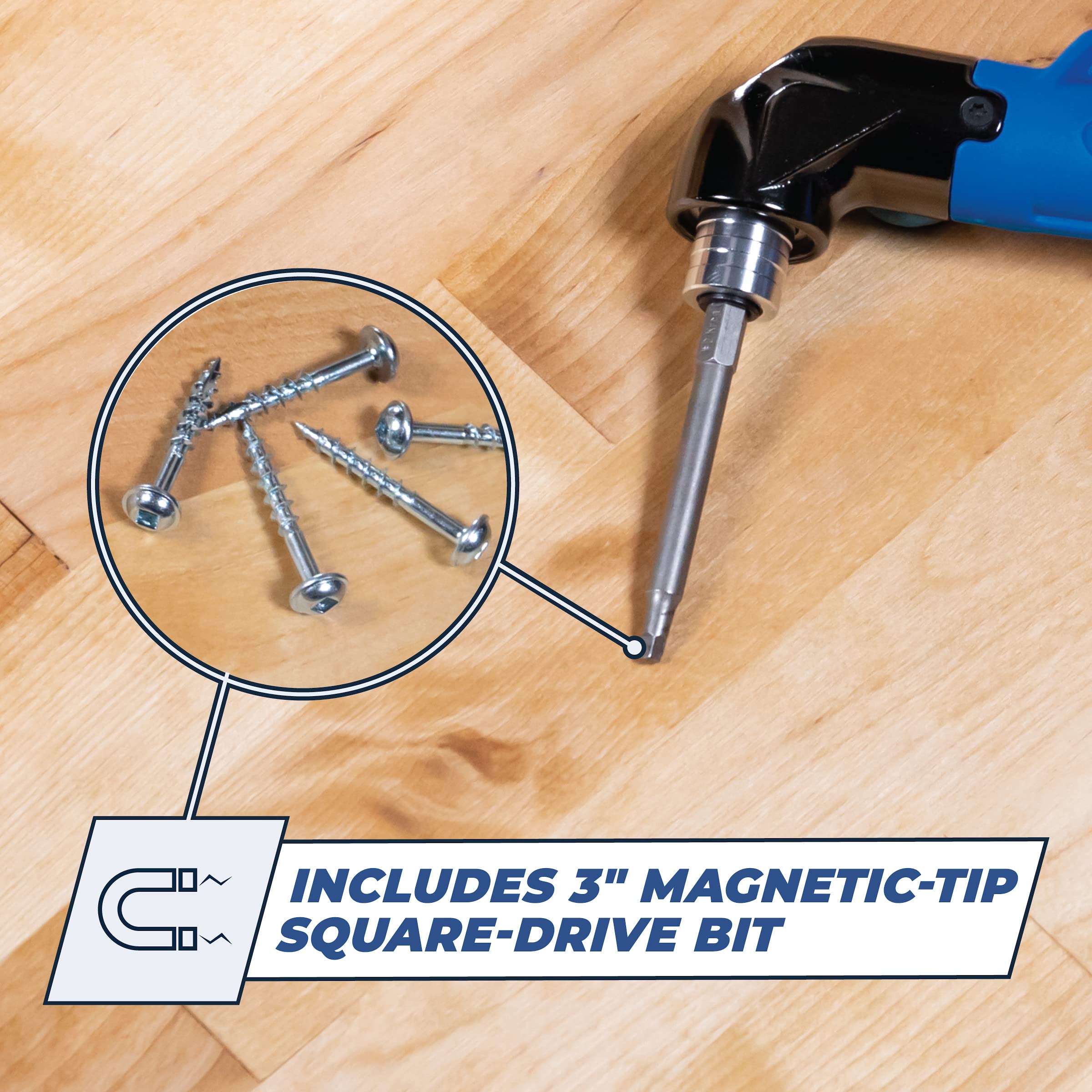 Kreg XL Easy-Set and Square-Drive bits pair with 90DG for quick setup.