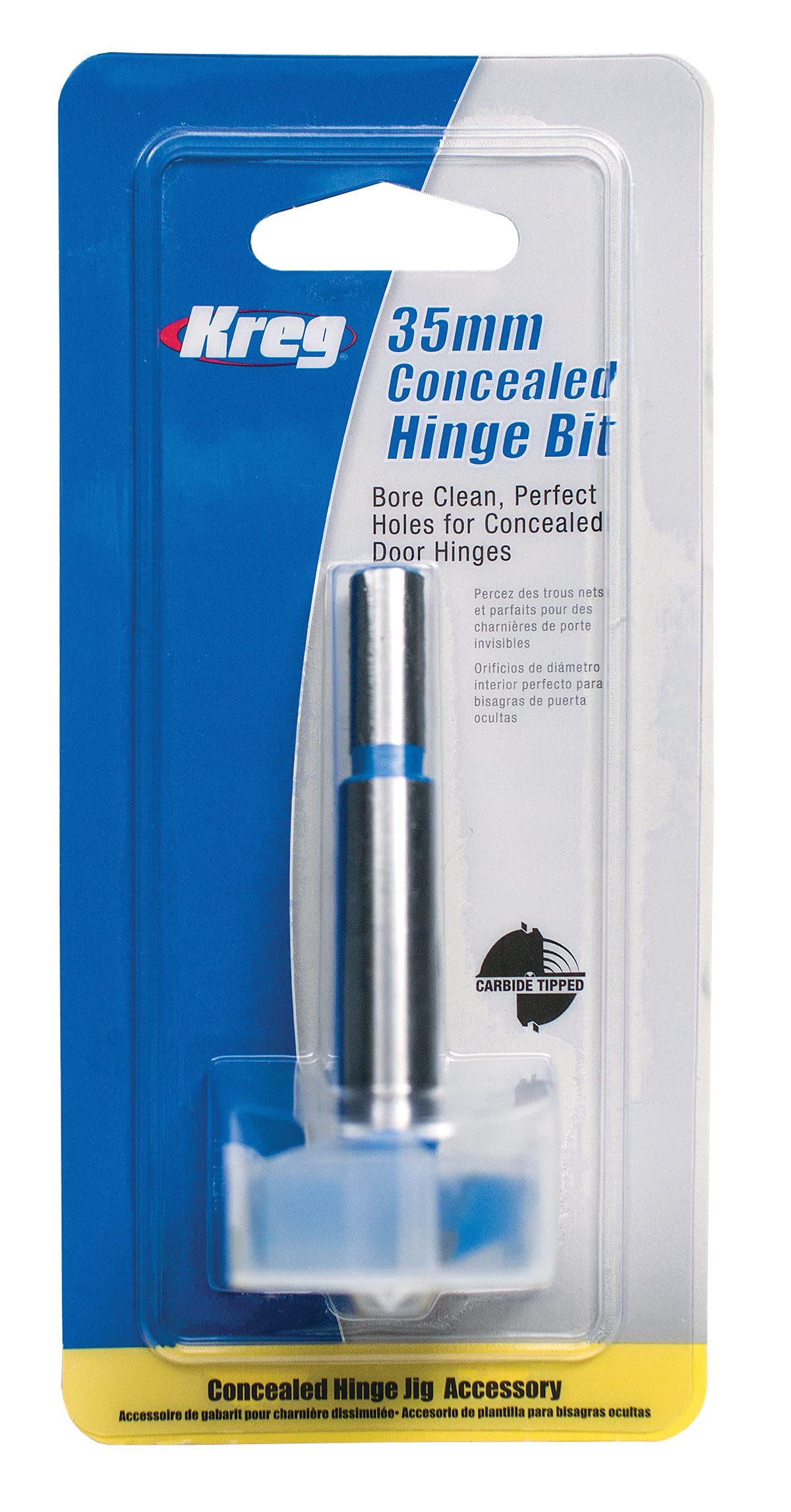 Kreg KHI-BIT shank in drill guide for precise stop-collar alignment.