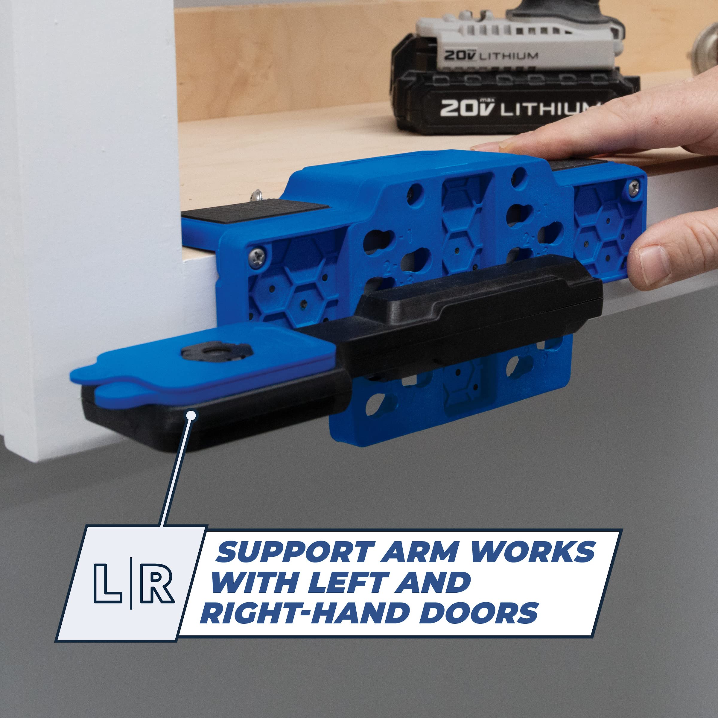 Kreg KHI-CDIJ frameless cabinet fit ensures clean door alignment.
