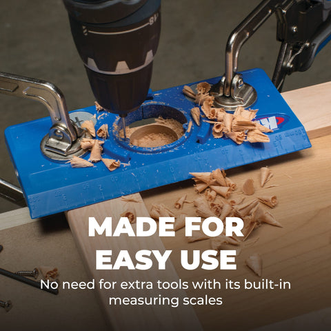 Kreg KHI-Hinge Jig depth stop collar ensures clean cuts.