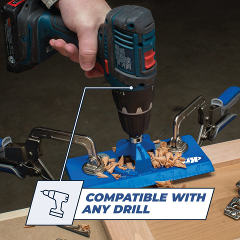 Kreg KHI-Hinge Jig facilitates easy installation in workshops.