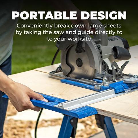 Kreg KMA2685 Edge-guide in use emphasizes smooth guiding along the cut line.