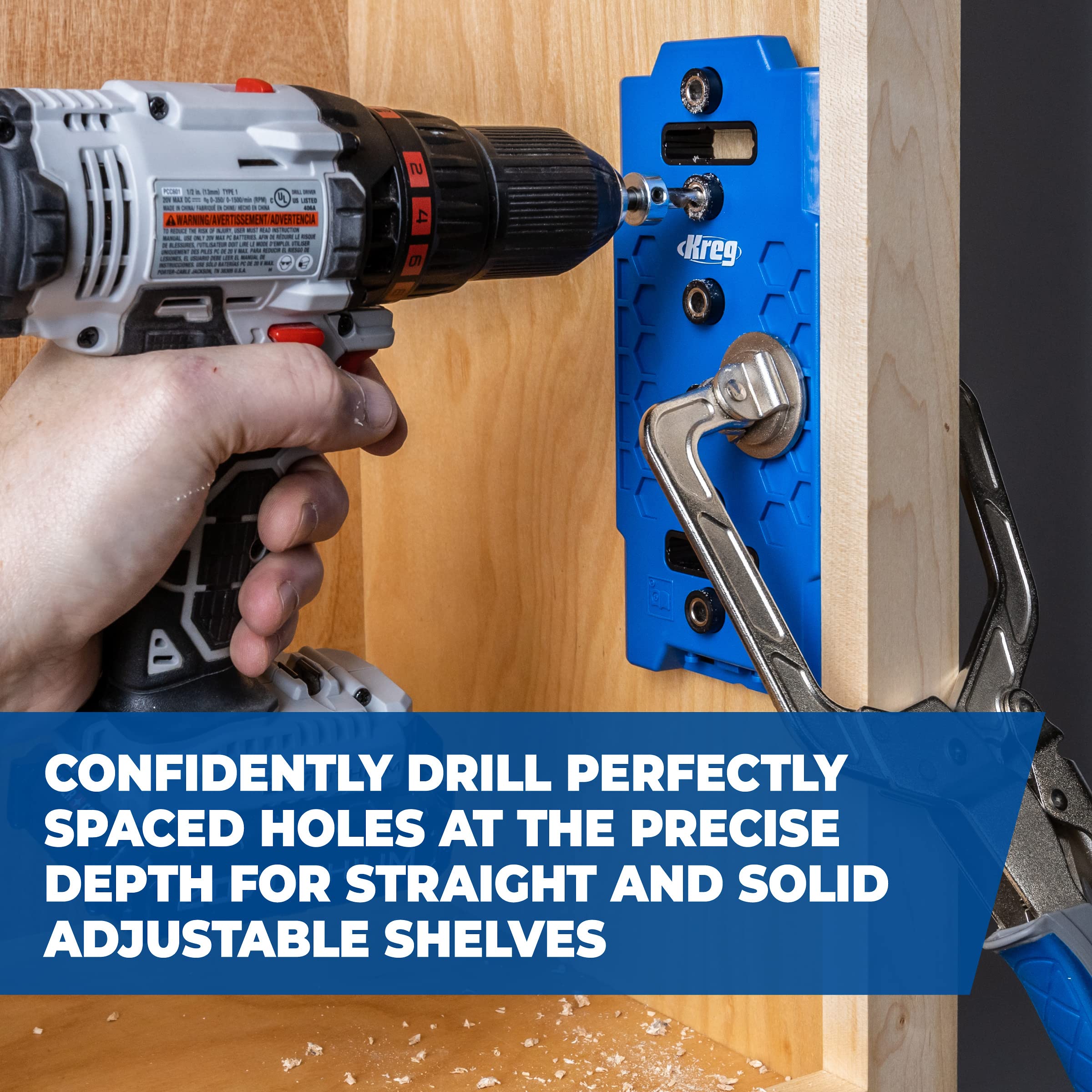 Kreg KMA3225 complete-kit: versatile jig for precise, wobble-free shelving.