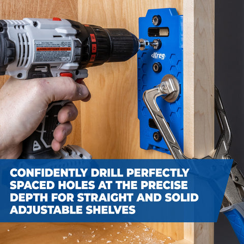 Kreg KMA3225 complete-kit: versatile jig for precise, wobble-free shelving.
