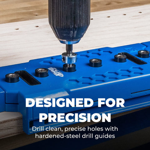 Kreg KMA3225 hardened-steel-guides: durable guides support repeated precise hole drilling.
