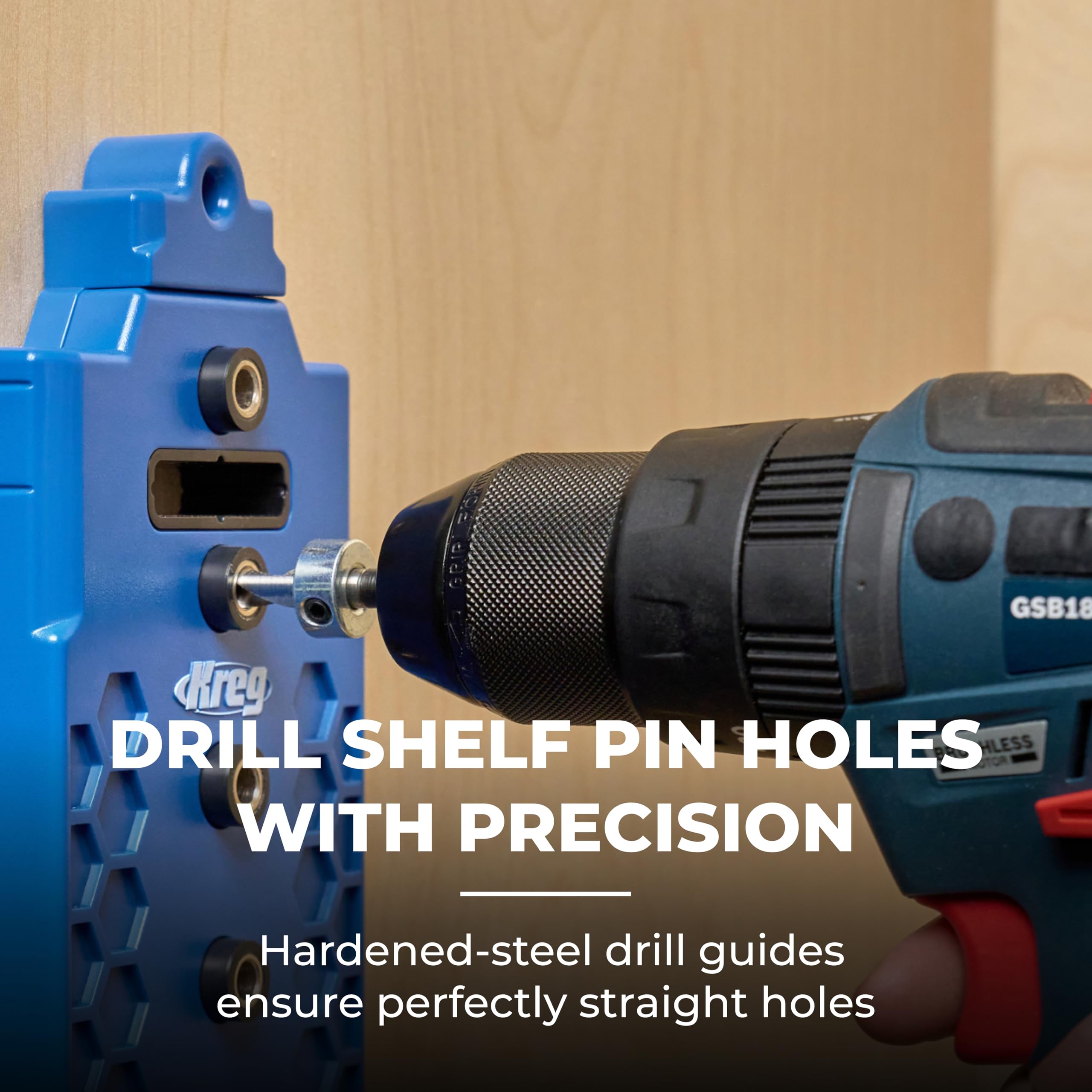 Kreg KMA3232 32mm system reference shows exact shelf hole placement