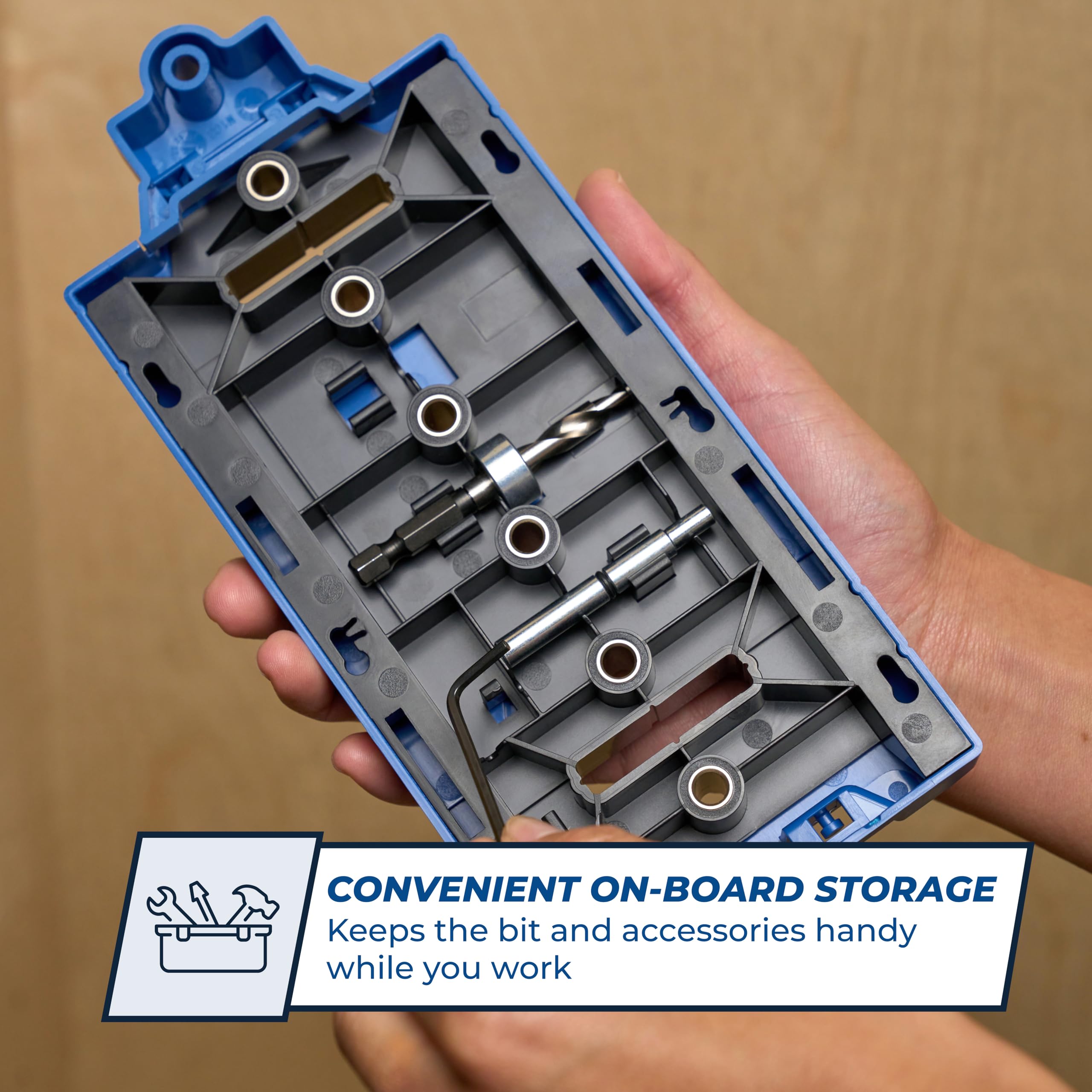 Kreg KMA3232 shelf-pin hole-spacing focus for accurate hinge and drawer installations
