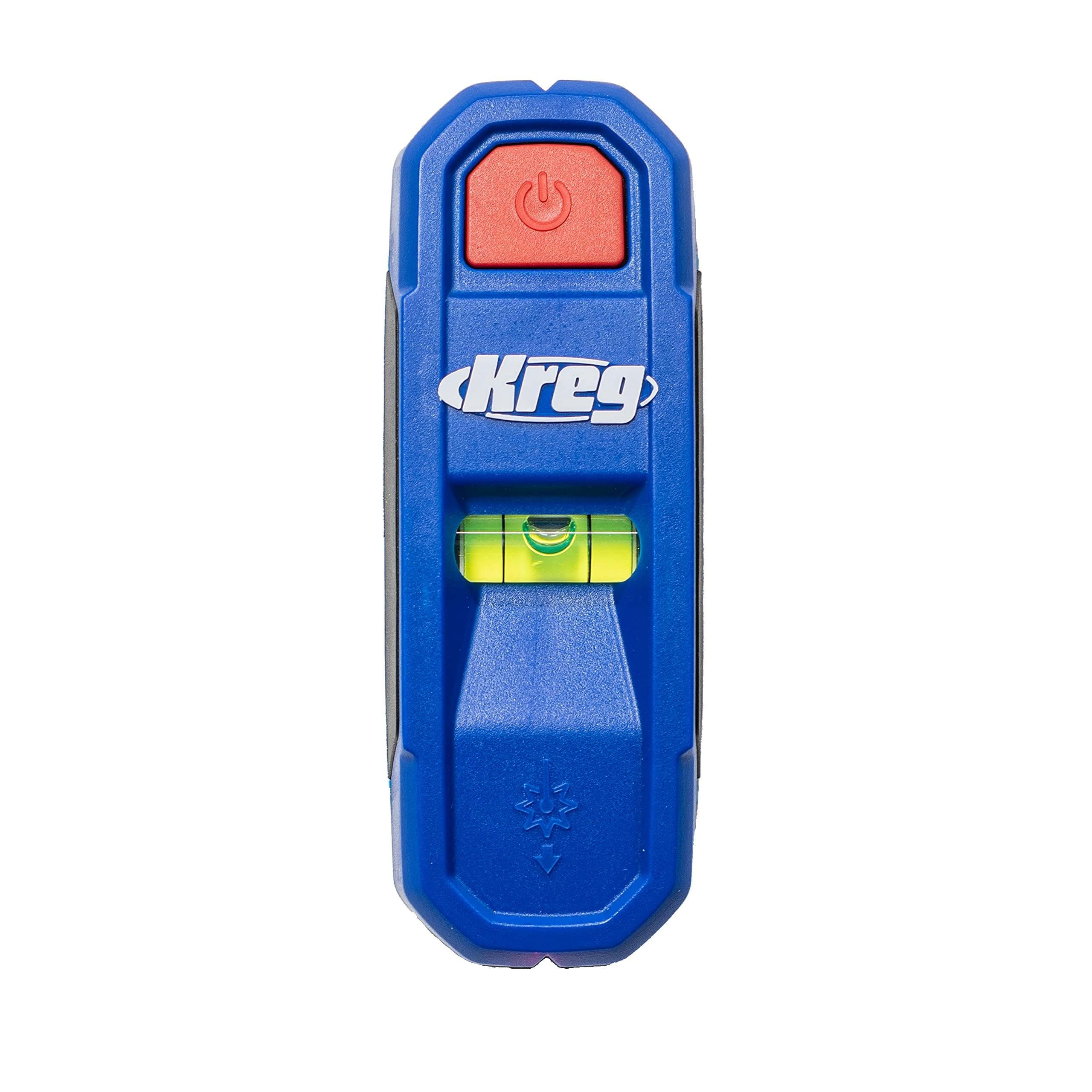 Kreg KMM1000LZ Laser-Mark projection shows exact stud location for precise mounting.